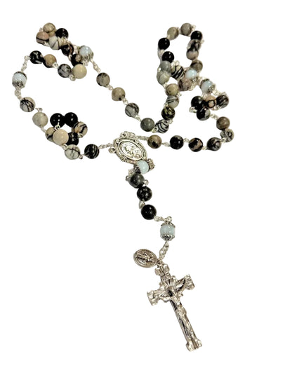 ZEBRA JASPER SATINED ROSARY