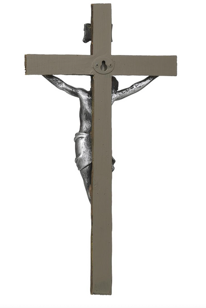 13.25"H Antique Silver Crucifix