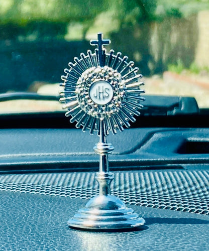 SILVER MONSTRANCE DASHBOARD STATUETTE 2.5" TALL