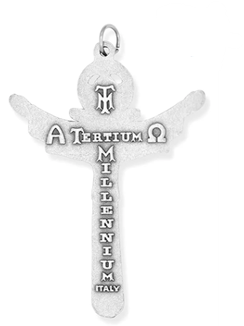 OXIDIZED ITALIAN: HOLY TRINITY TERTIUM MILLENIUM CRUCIFIX 1"