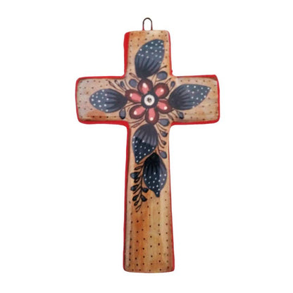 POTTERY CROSS W/ ARTISAN DESIGN