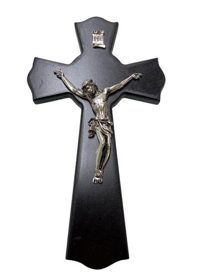 CRUZ DE MADERA CON CUERPO DE METAL