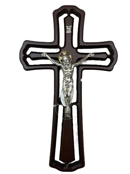 CRUZ RESACADA CON CUERPO PLATEADO / DIE-CUT WOODEN CROSS WITH SILVER BODICE