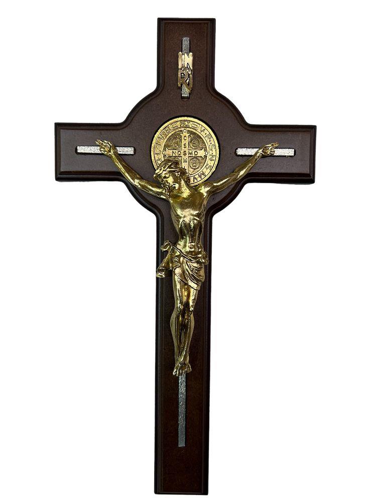 CRUZ SAN BENITO CUERPO DORADO / WOODEN ST. BENEDICT CROSS WITH GOLDEN BODICE