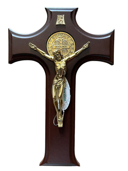 CRUZ SAN BENITO DORADA / ST. BENEDICT GOLDEN WOODEN CROSS