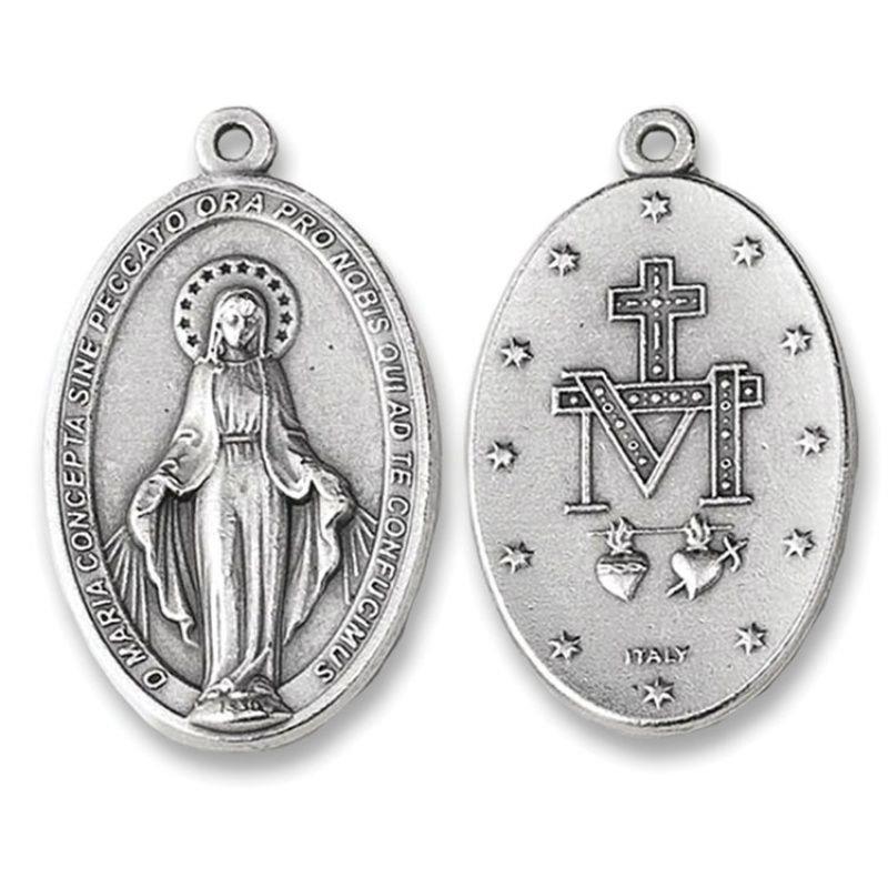 OXIDIZED ITALIAN MEDAL: MIRACULOUS MEDAL: LATIN/SPANISH