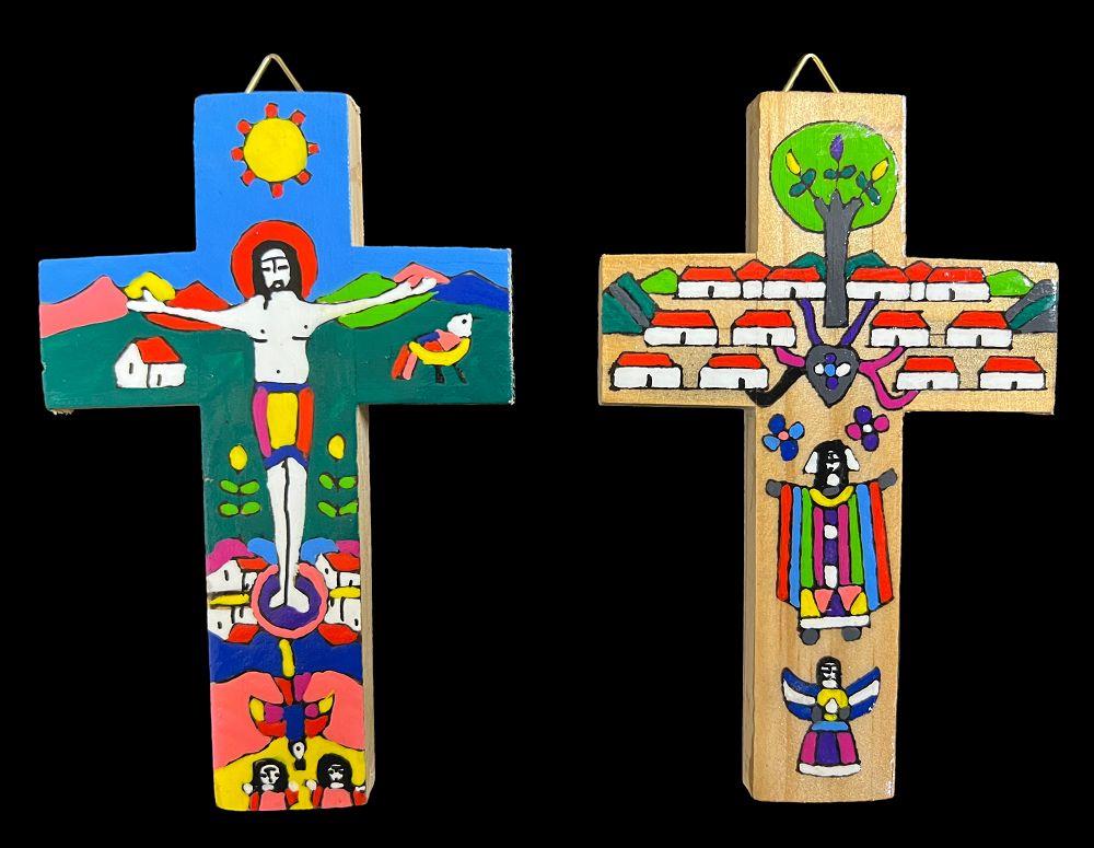 HAND PAINTED WOODEN CROSS