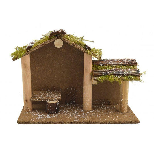 NATIVITY SET WOODEN HOUSE