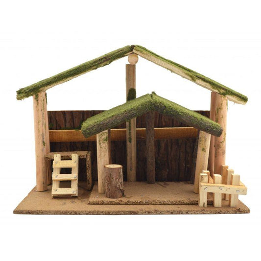 NATIVITY SET WOODEN HOUSE