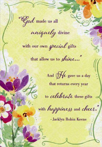 RELIGIOUS BIRTHDAY CARD: GOD MADE US ALL UNIQUELY DIVINE...