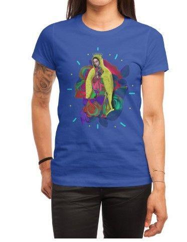 CAMISETA VIRGEN DE GUADALUPE PARA MUJER (MEDIANO) AZUL