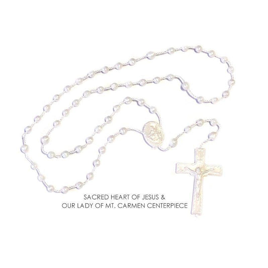 PLASTIC ROSARY: PEARLIZED WHITE