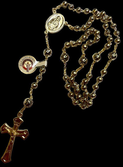 METAL ROSEBUD 6MM ROSARY: GOLD