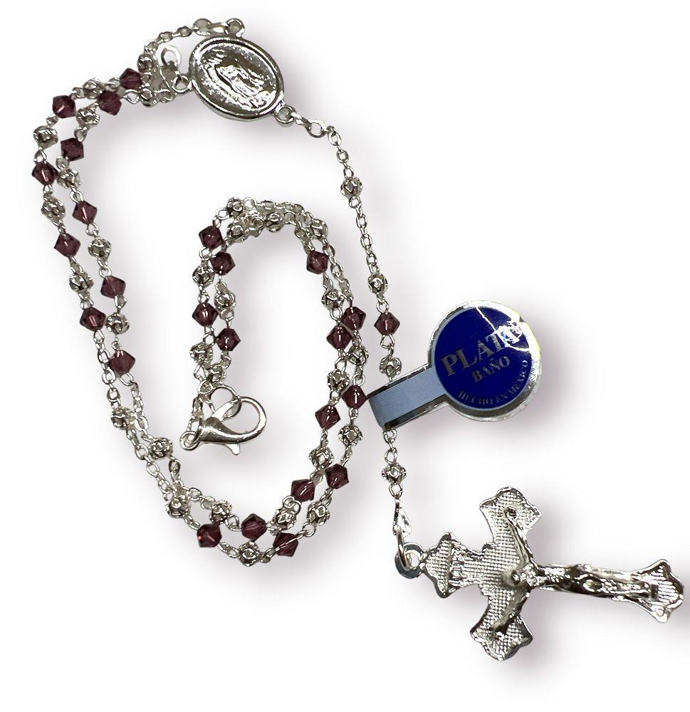 AB CRYSTAL ROSARY W/ CLASP LAVENDER