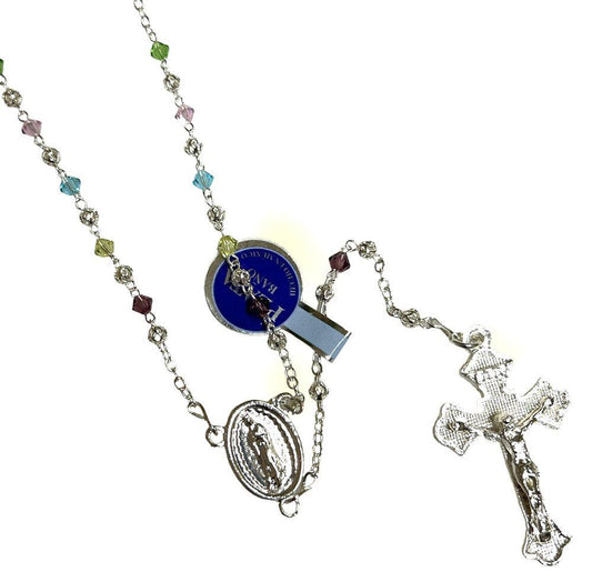 AB CRYSTAL ROSARY W/ CLASP MULTICOLOR