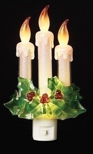 CANDLE W/ HOLLY NIGHT LIGHT