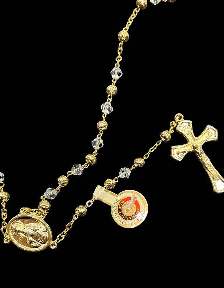 AB CRYSTAL ROSARY GOLD/CLEAR SM GOLD BEAD