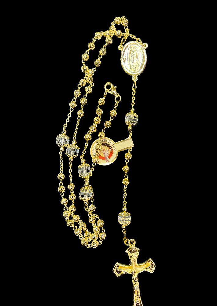 AB CRYSTAL ROSARY GOLD/CLEAR