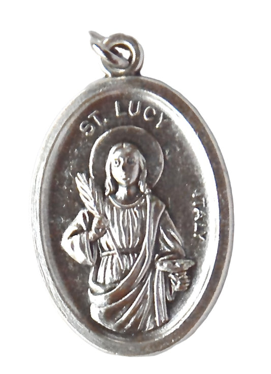 OXIDIZED ITALIAN MEDAL: ST. LUCY