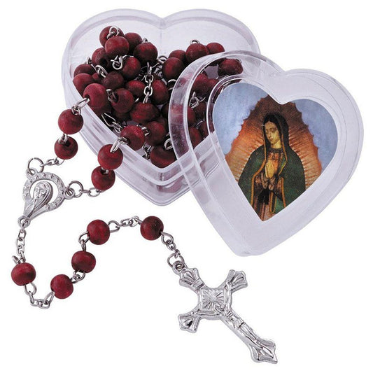 OUR LADY OF GUADALUPE ROSE W/HEART CASE