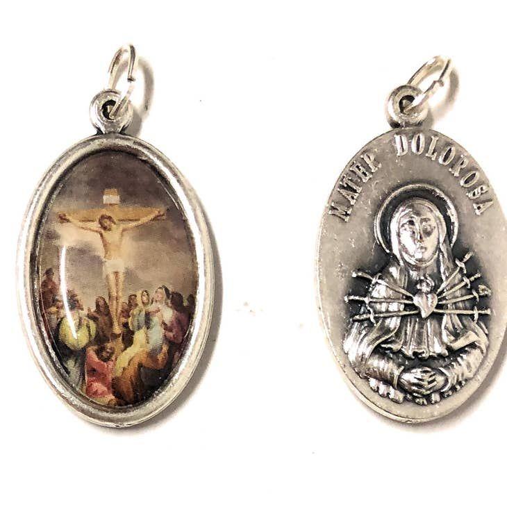 CRUCIFIXION MEDAL W/ OUR LADY OF SORROWS