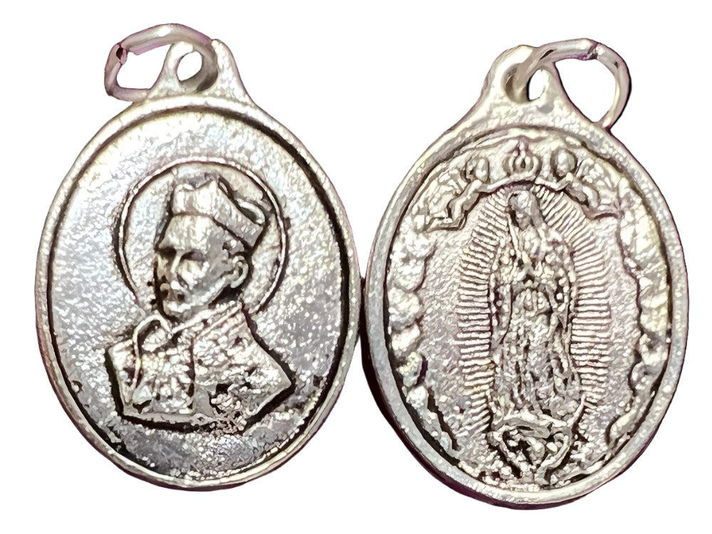 OXIDIZED ITALIAN MEDAL: OUR LADY OF GUADALUPE / ST. IGNATIUS OF LOYOLA
