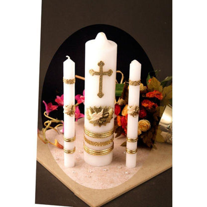 JUEGO DE VELAS DE BODA LATÓN ORO
