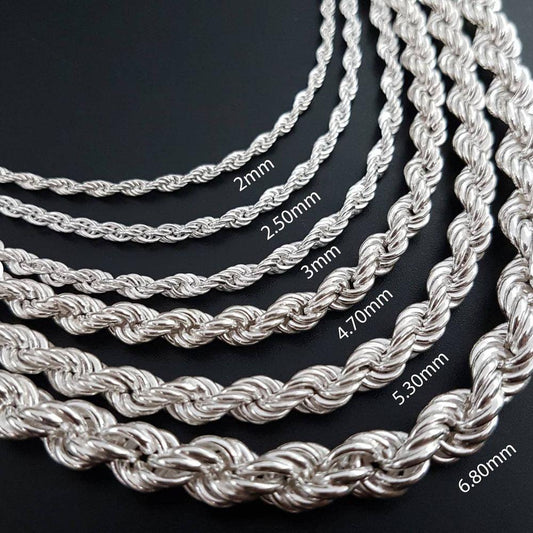 STERLING SILVER ROPE CHAIN 18" 2.0mm