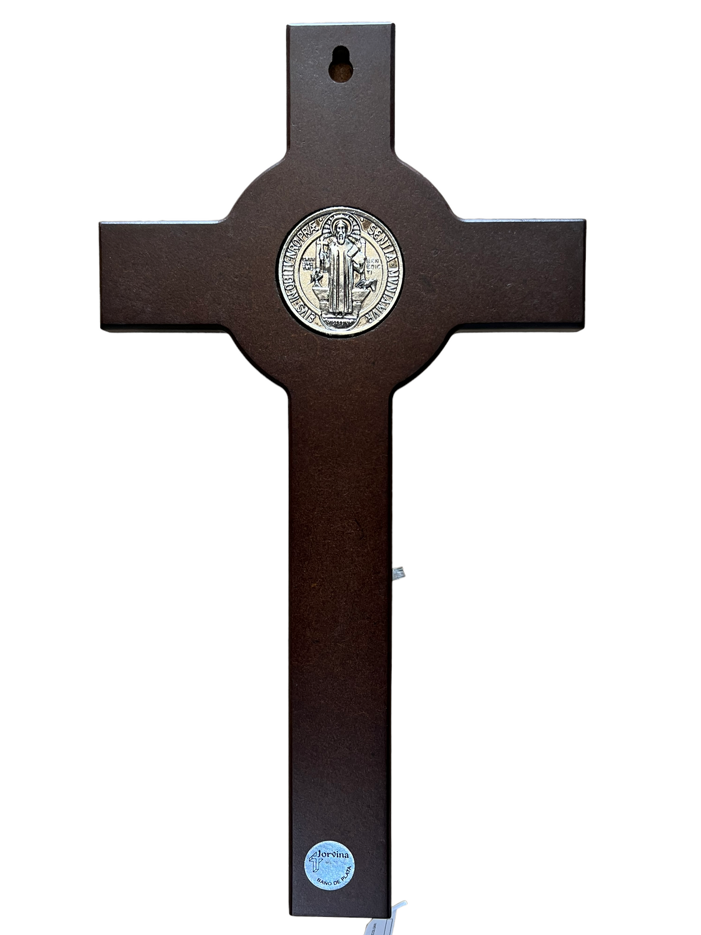 CRUZ SAN BENITO CUERPO PLATEADO / WOODEN ST. BENEDICT CROSS WITH SILVER BODICE