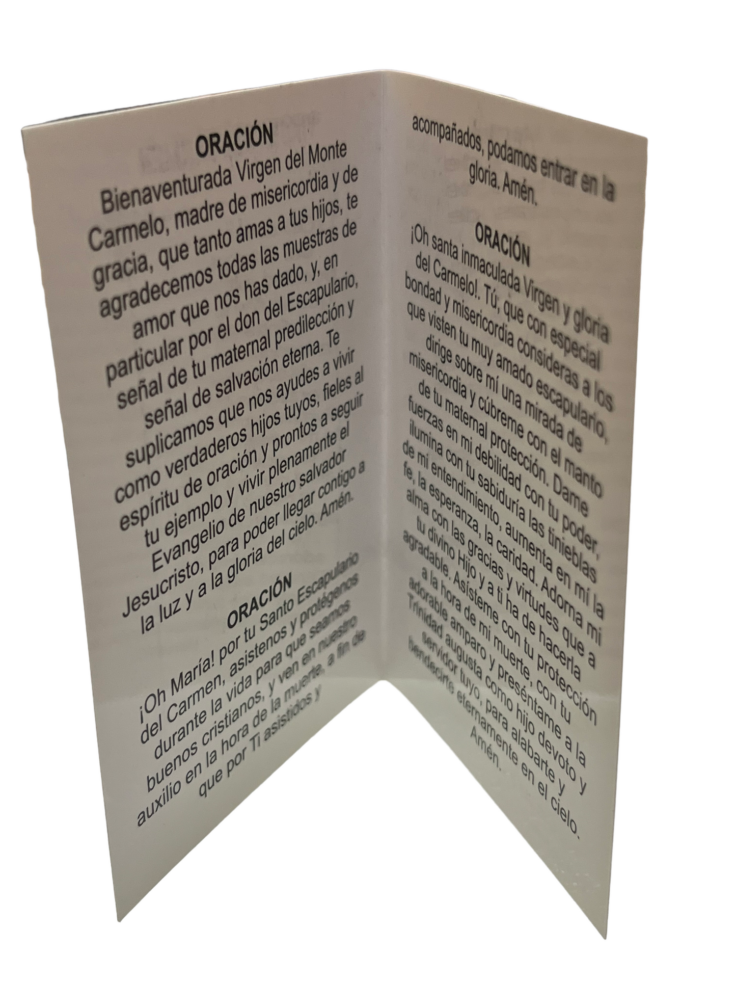ESTAMPA DOBLE C/ ORACION: VIRGEN DEL CARMEN