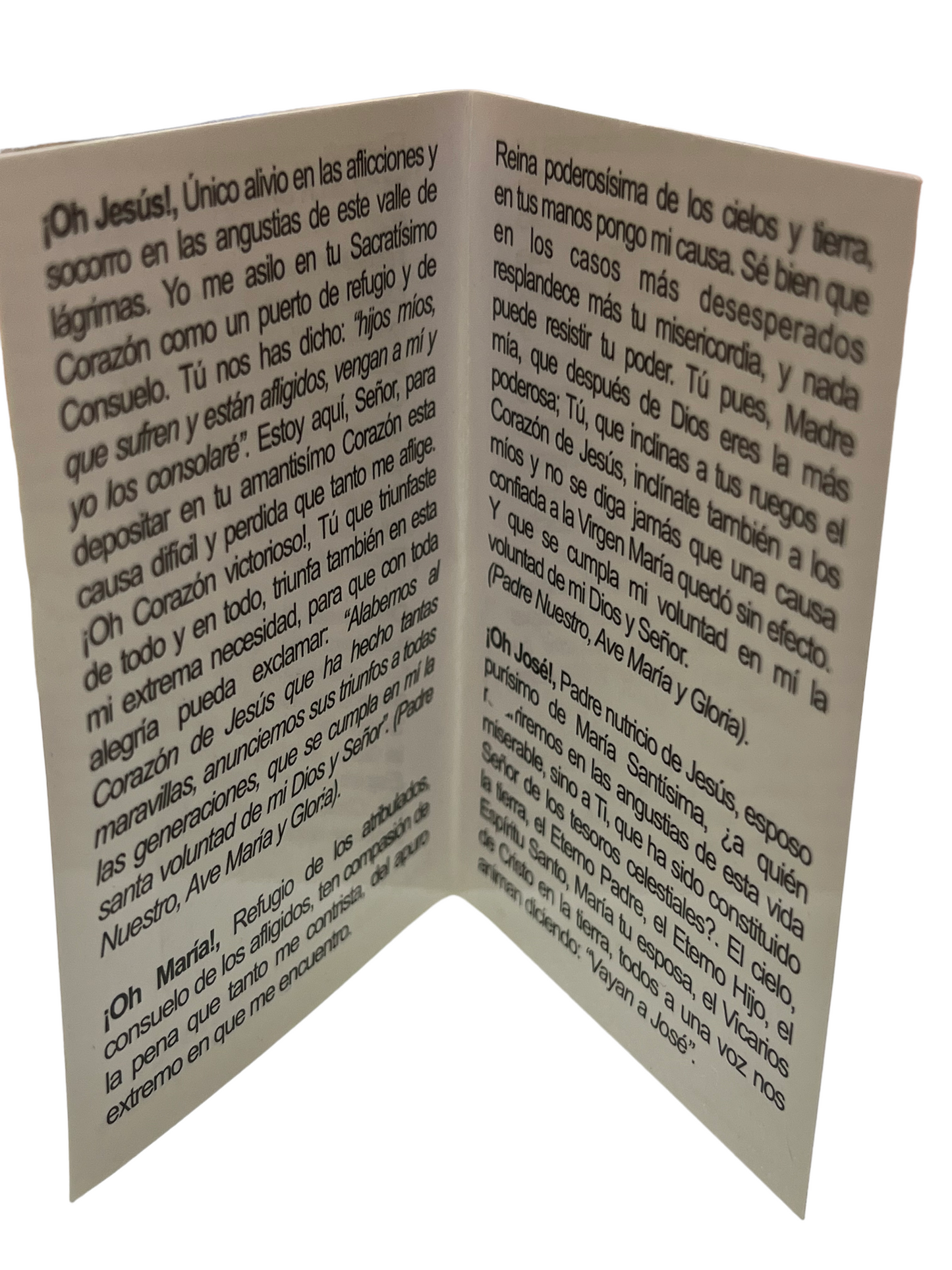 ESTAMPA DOBLE C/ ORACION: TRIDUO A LA SAGRADA FAMILIA