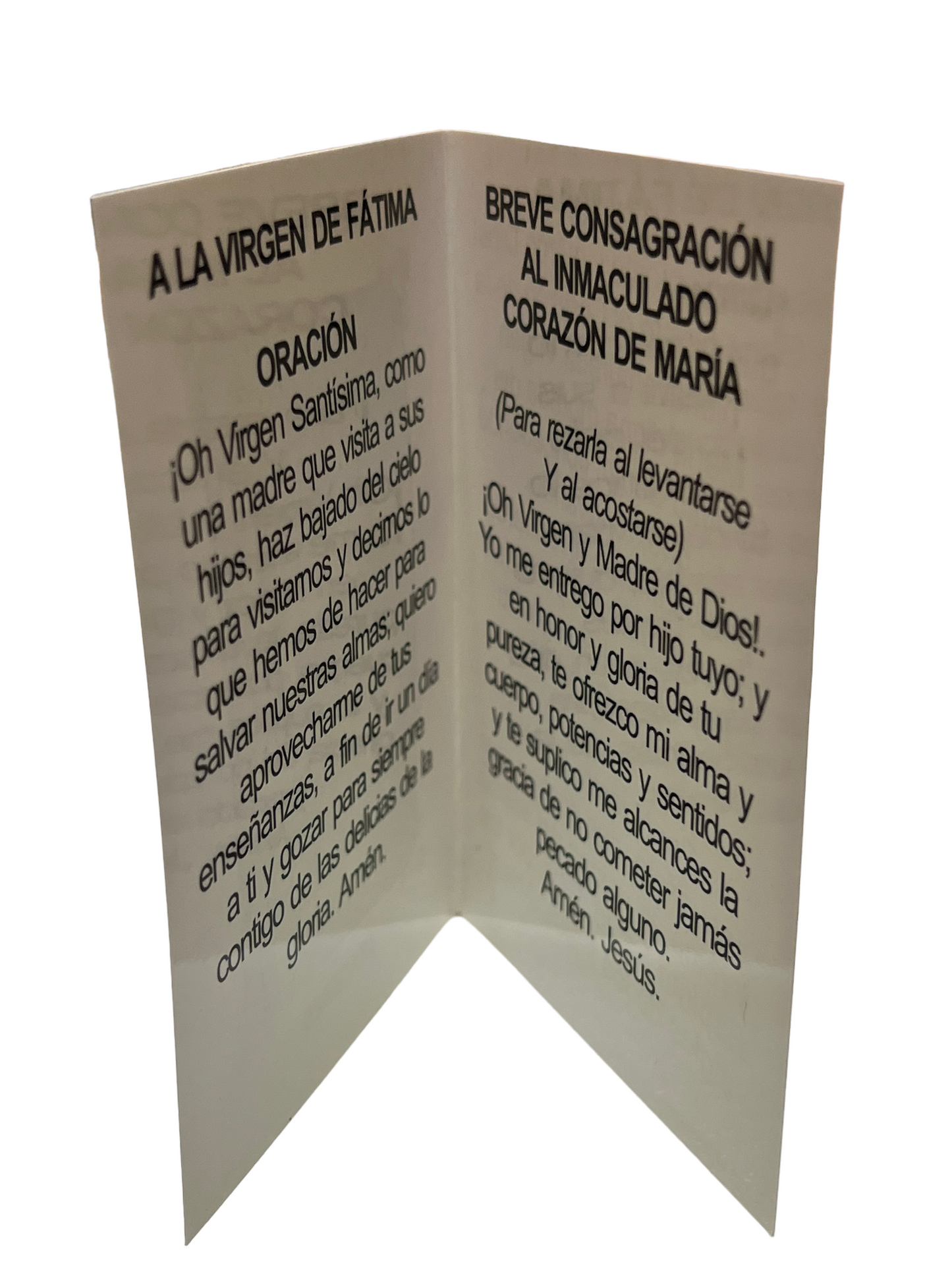 ESTAMPA DOBLE C/ ORACION: VIRGEN DE FATIMA