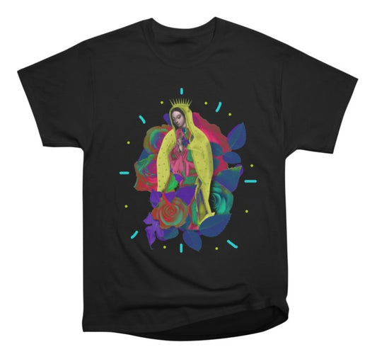 CAMISETA VIREN DE GUADALUPE UNISEX (GRANDE) NEGRO