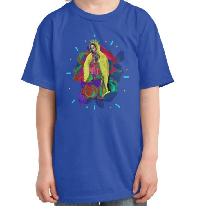 CAMISETA VIRGEN DE GUADALUPE - NIÑO/NIÑOS AZUL (MEDIO)