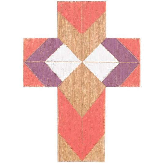 CRUZ DE PARED BOHO ROSA/MORADA