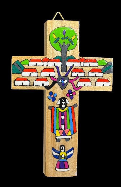 HAND PAINTED WOODEN CROSS