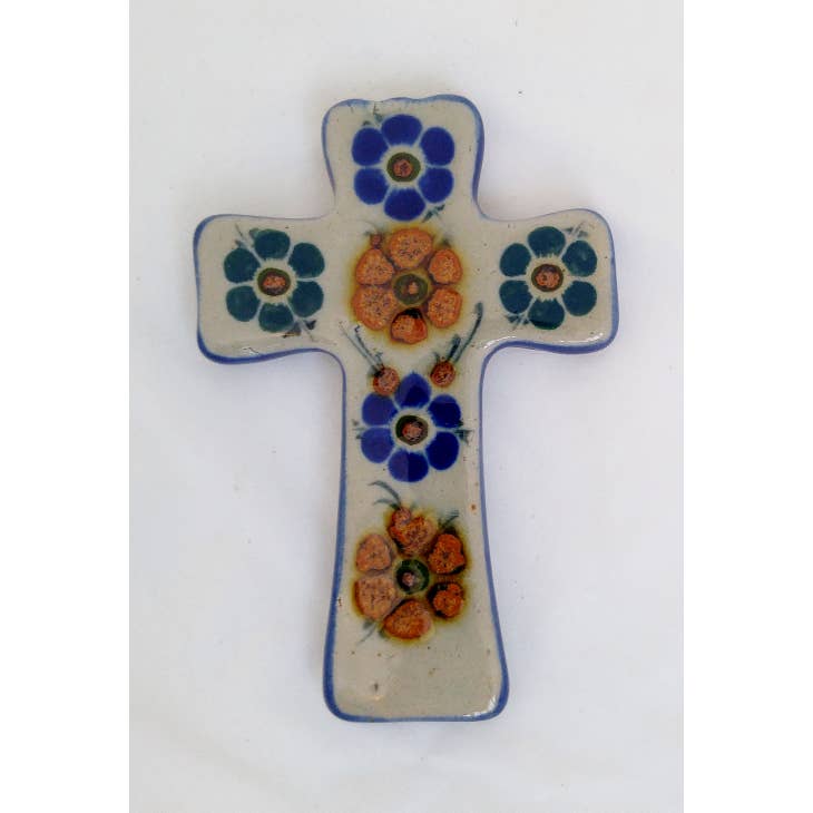 CERAMIC CROSS WITH FLOWERS