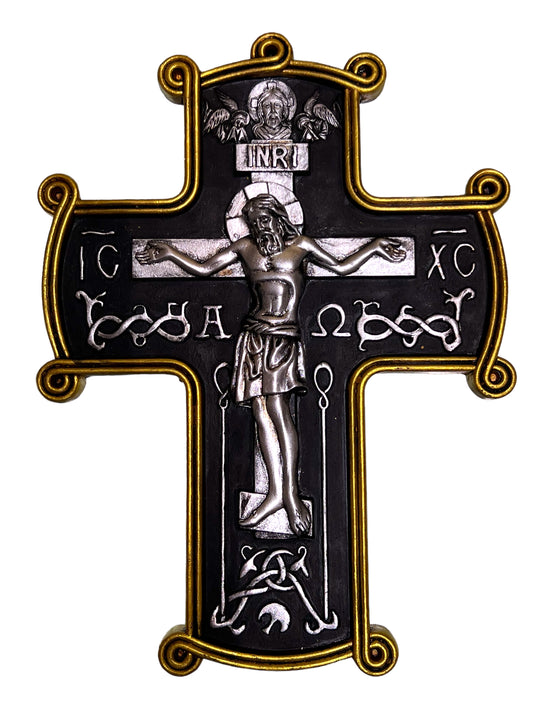 CRUZ DE RESINA NEGRA Y ORO