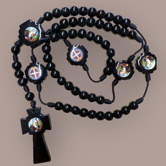 WOODEN ROSARY: ST BENEDICT 8MM