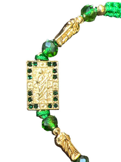 BRACELET: ST. JUDE THADDEUS -GREEN THREADED & GOLD
