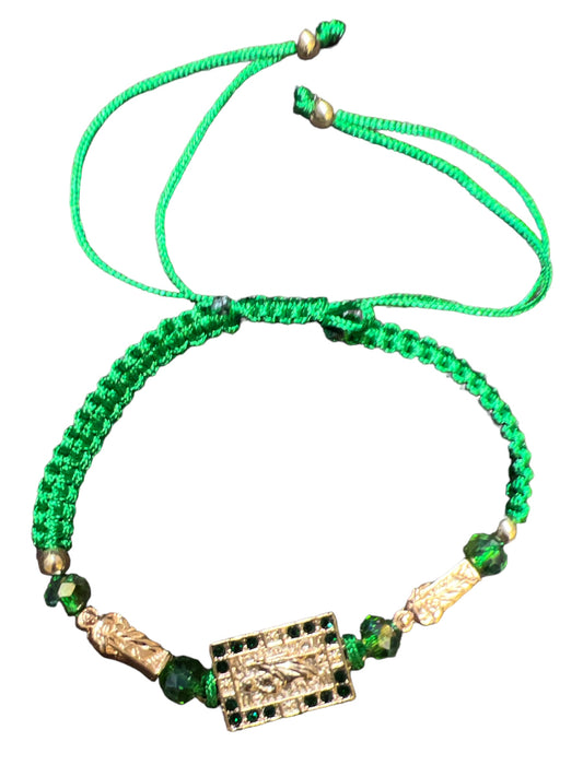 BRACELET: ST. JUDE THADDEUS -GREEN THREADED & GOLD