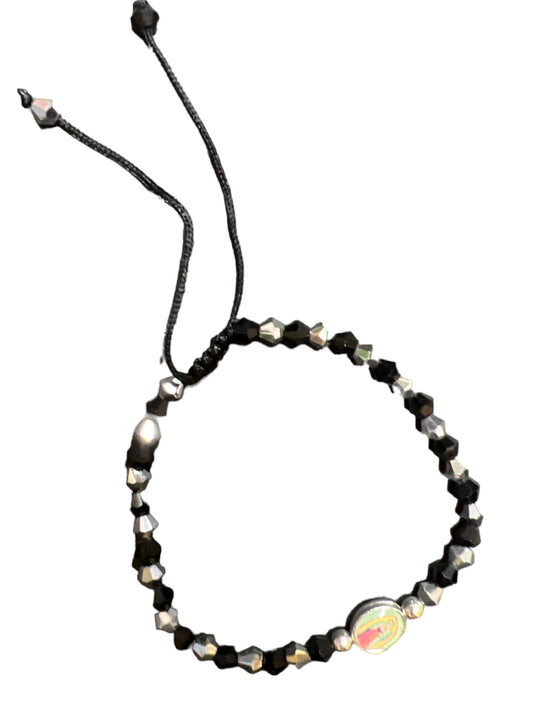 BRACELET: OUR LADY OF GUADALUPE -BLACK & SILVER