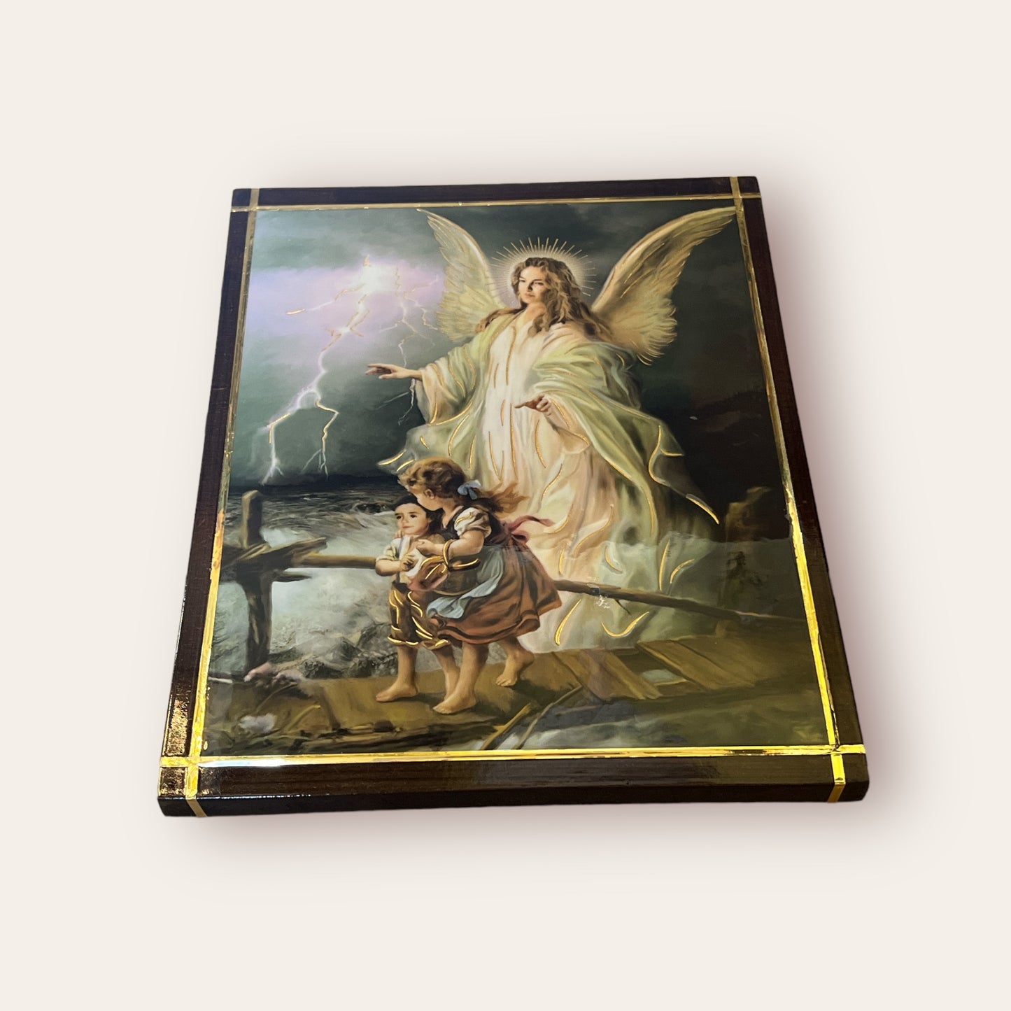 CUADRO RUSTICO  ANGEL DE LA GUARDA/ RUSTIC FRAME GUARDIAN ANGEL